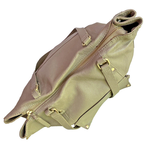 KOOBA Everette Large Leather Satchel Tote Bag Dark Beige Pockets Tassels Zippers - Picture 12 of 15